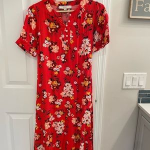 Loft red midi/maxi dress